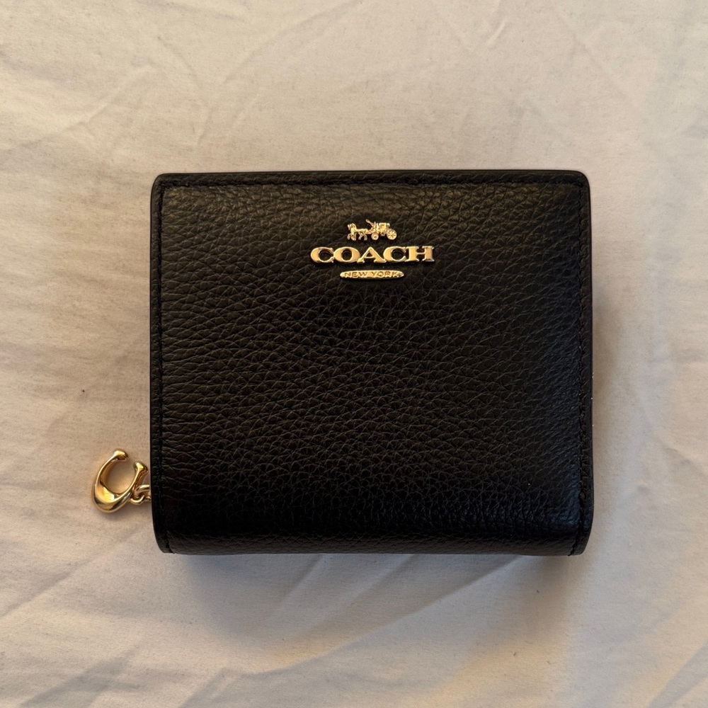 Coach Black Leather Compact Wallet